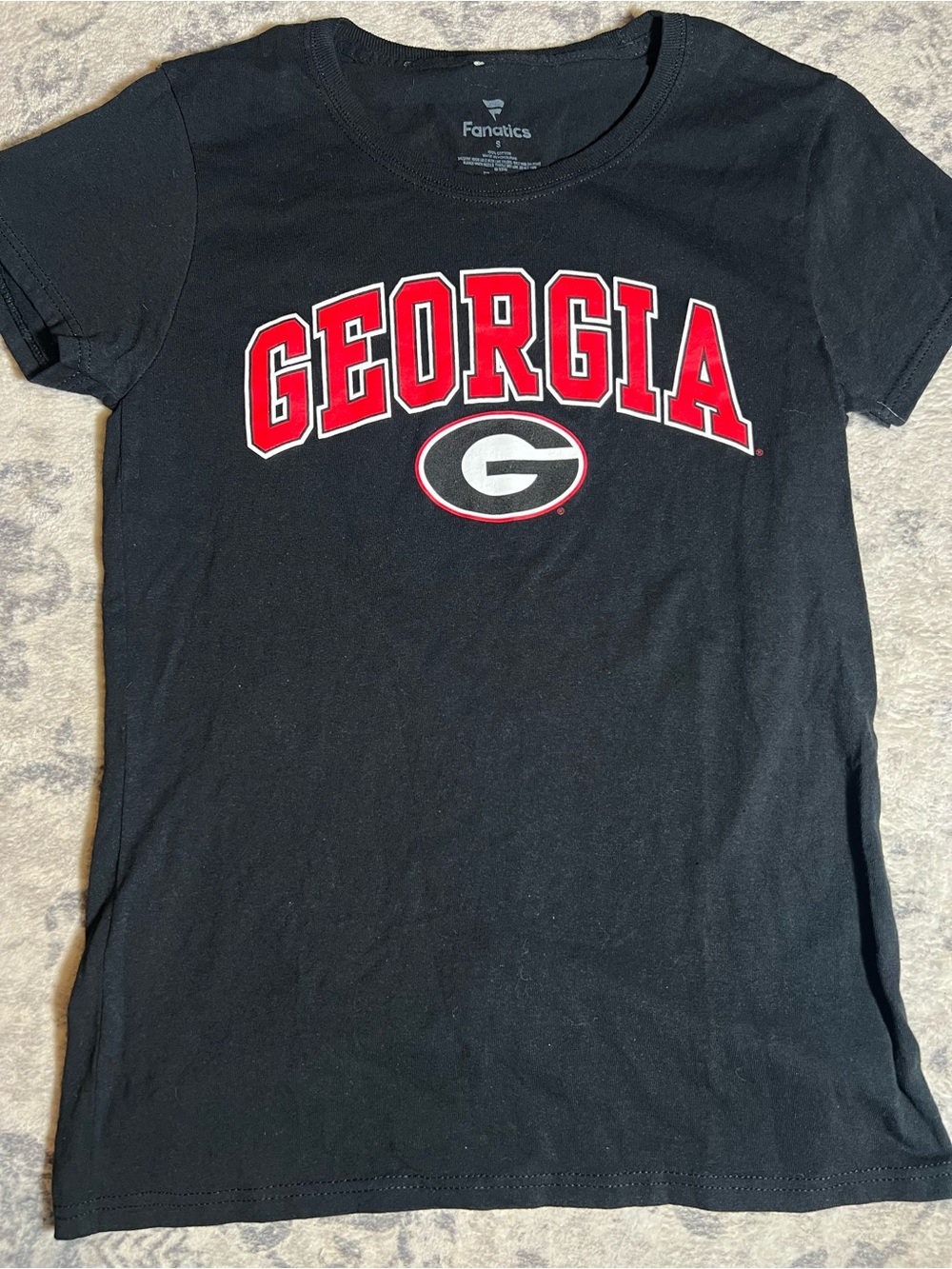 Georgia Bulldogs Black Fanatics T-Shirt with Red Logo
